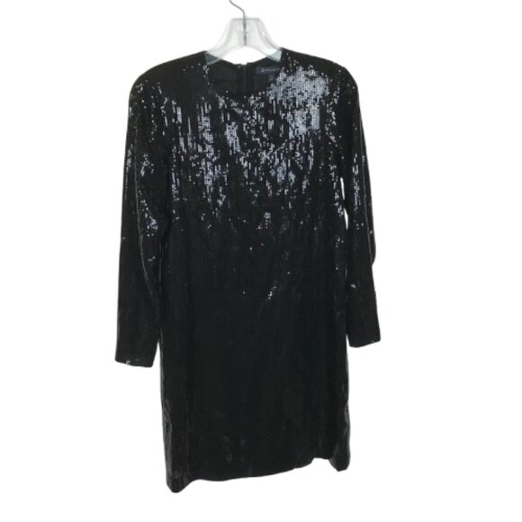 NWT Brooks Brothers Womens Size 2 Black Crew Neck Full Sequin Shift Dress NEW - Picture 3 of 3